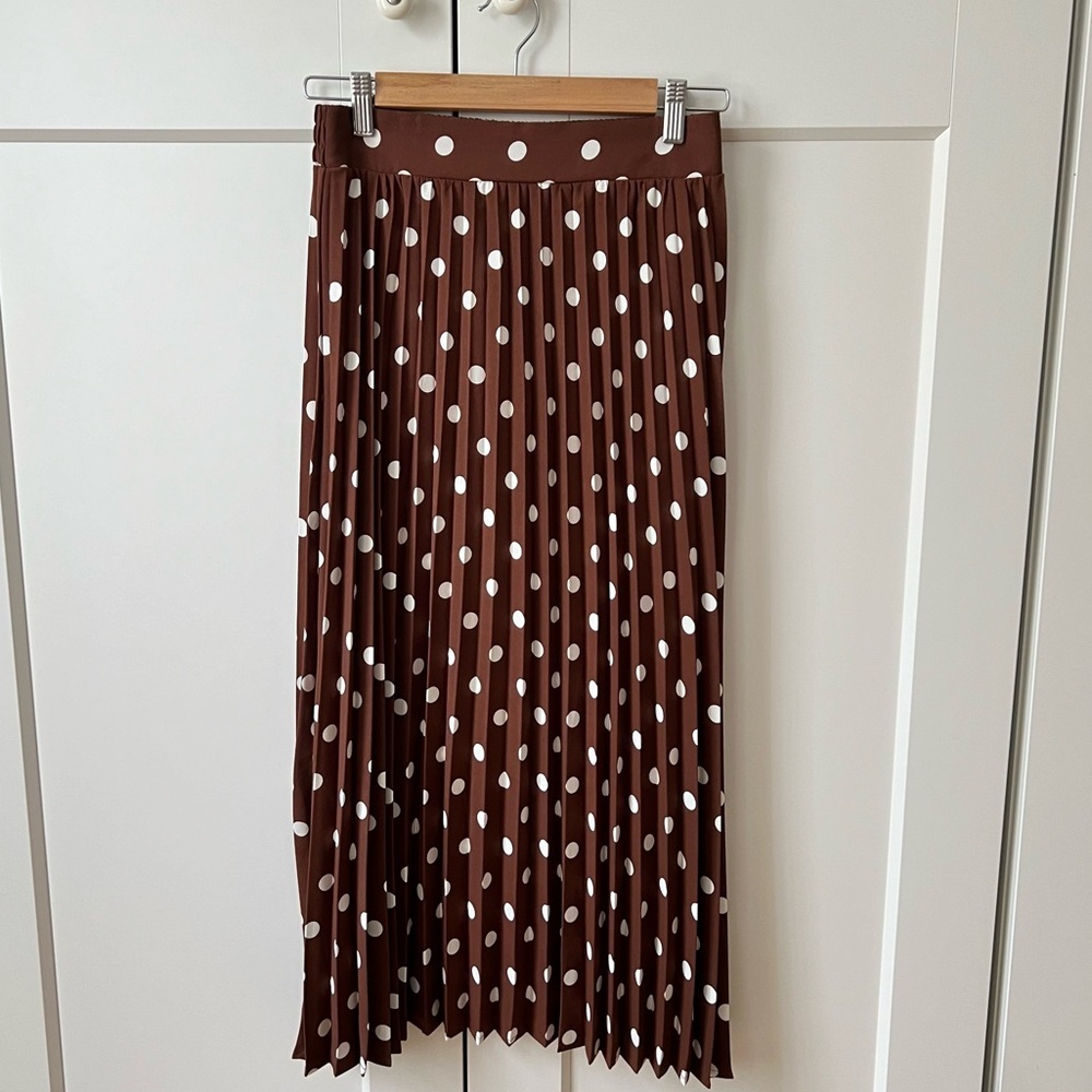 Marled Polka Dot Brown Midi Skirt sz XSmall